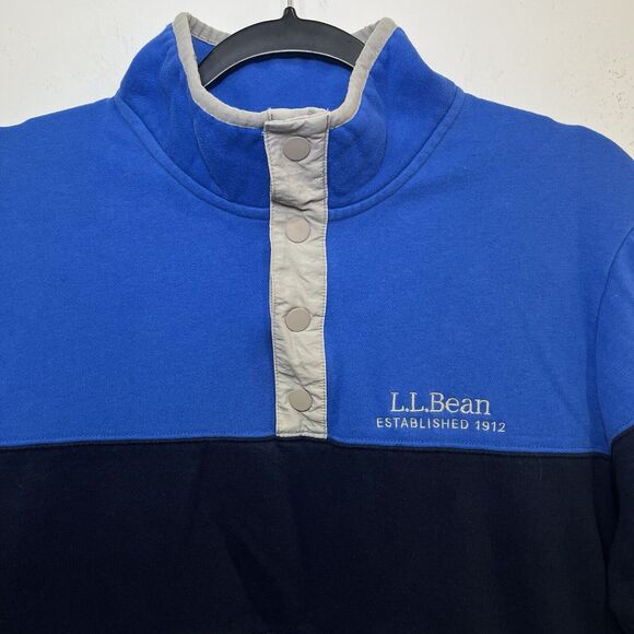 L.L. Bean Blue Colorblock Anorak Snap Closure Pullover Size Large - Picture 2 of 6